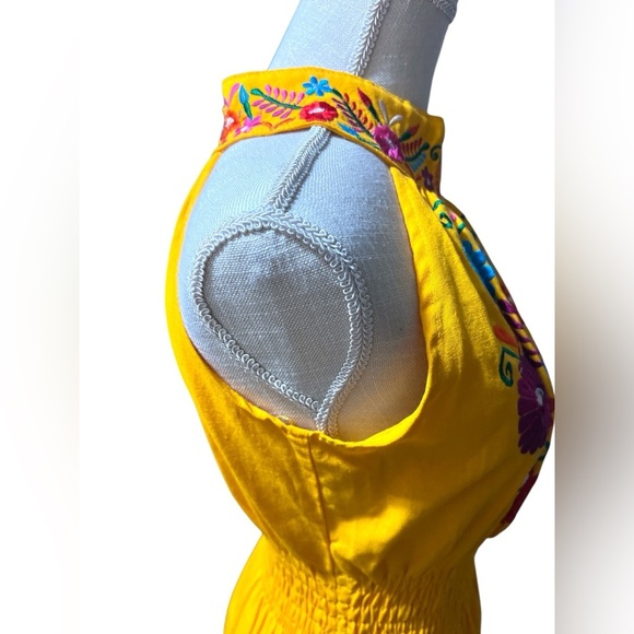 Vibrant Yellow Embroidered Dress- M - Picture 9 of 10